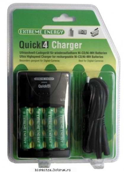 Incarcator + 4 acumulatori - Quick4 charger + 4x2500 mAh EXTREME ENERGY - Electronice