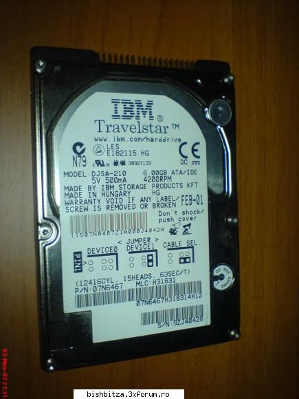 Vand HDD 6 gb pt laptop - Vand HDD 6 gb pt laptop 4200 rpm IBM Pret 30 ron - Computer Stuff